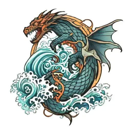 House Targaryen, Ocean Waves Clashing tattoo design idea