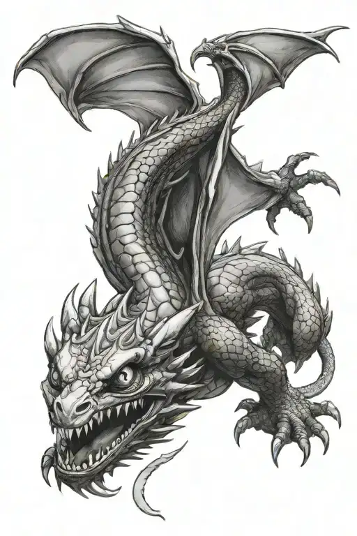 toothless dragon flying tattoo design idea
