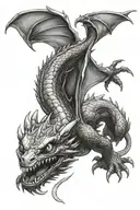 toothless dragon flying tattoo design idea