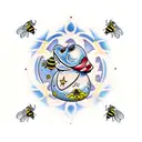 toadstool with bee tattoo design idea