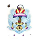 toadstool with bee tattoo design idea