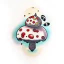 toadstool with bee tattoo design idea