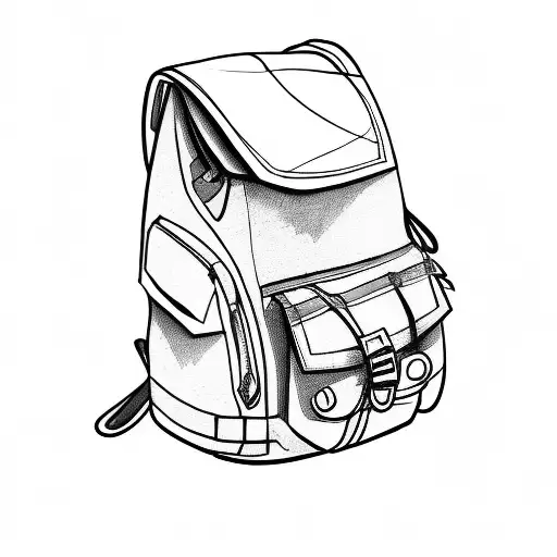 hiking backpack with water bottle and straps tattoo design idea