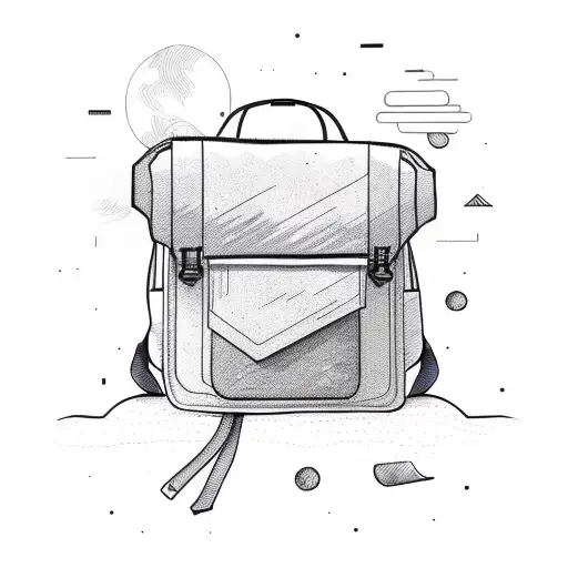 hiking backpack with square border tattoo design idea