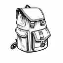 hiking backpack with water bottle and straps tattoo design idea
