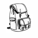 hiking backpack with water bottle and straps tattoo design idea
