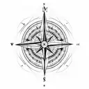 Compass with Mountains and Forest tattoo design idea