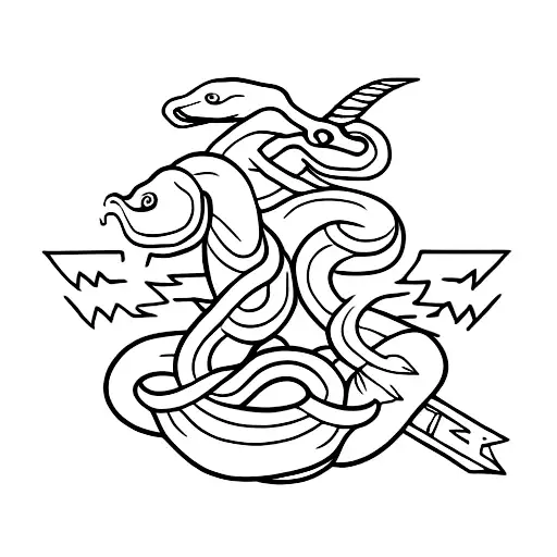 snake and dagger tattoo design idea