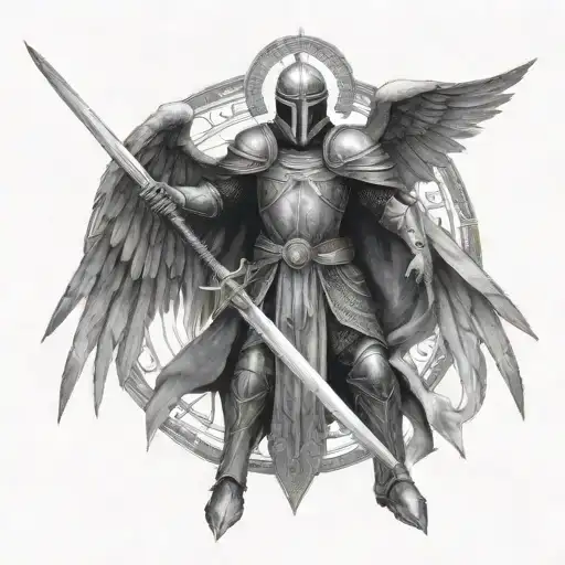 A combination of a Templar knight and an archangel, with elements of both intertwined in a unique design tattoo design idea