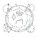 Leo, Gemini, Scorpio, Capricorn constellation merged tattoo design idea