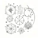 Leo, Gemini, Scorpio, Capricorn constellation merged tattoo design idea