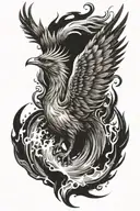 phoenix rising from a spark of flame tattoo design idea