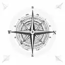 A dotwork tattoo of a compass rose with the Sea of Siracusa as the background, highlighting the direction towards Stadio San Siro tattoo design idea