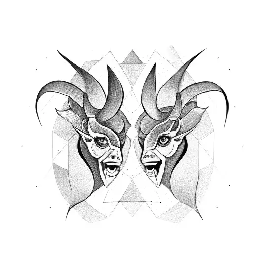 Gemini and Taurus combine tattoo design idea