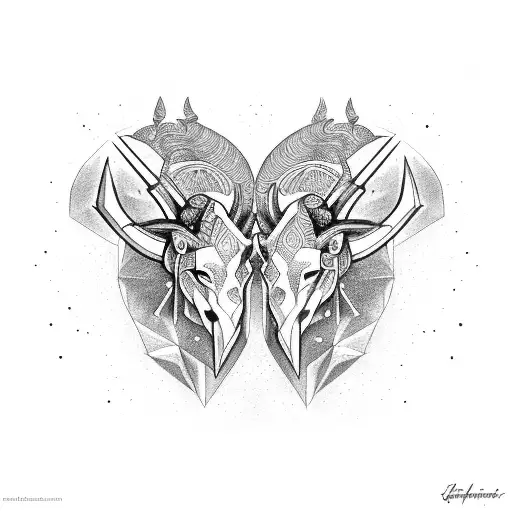 Gemini and Taurus combine tattoo design idea