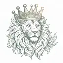 sun, lion wearing a crown tattoo design idea