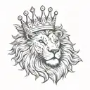 sun, lion wearing a crown tattoo design idea
