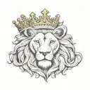sun, lion wearing a crown tattoo design idea