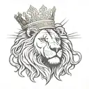 sun, lion wearing a crown tattoo design idea