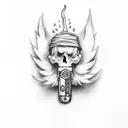 LIGHTER WITH HARMONICA tattoo design idea