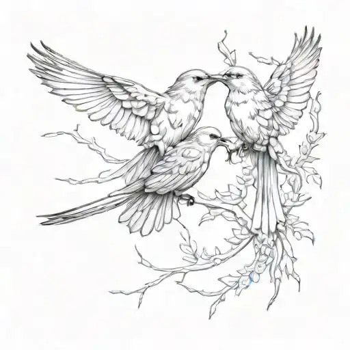 2 mockingbirds flying tattoo design idea