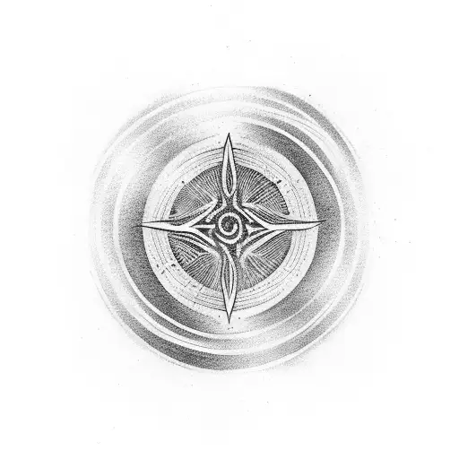 Cercle Zen Enso and black lightning in the back tattoo design idea