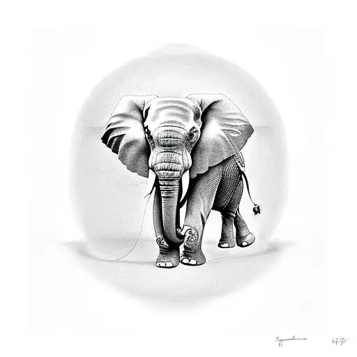 Elephant carrying a balloon tattoo design idea
