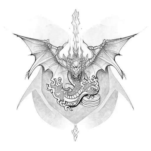 Dragon covered in words  tattoo design idea