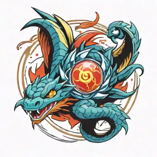 beyblade dragon pokeball tattoo design idea
