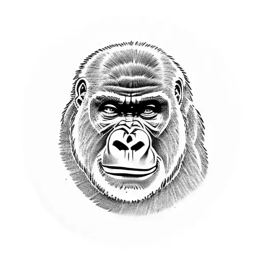 gorilla with buildings tattoo design idea