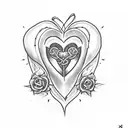 Sacred heart , with roses as a crox . and broken chains  tattoo design idea