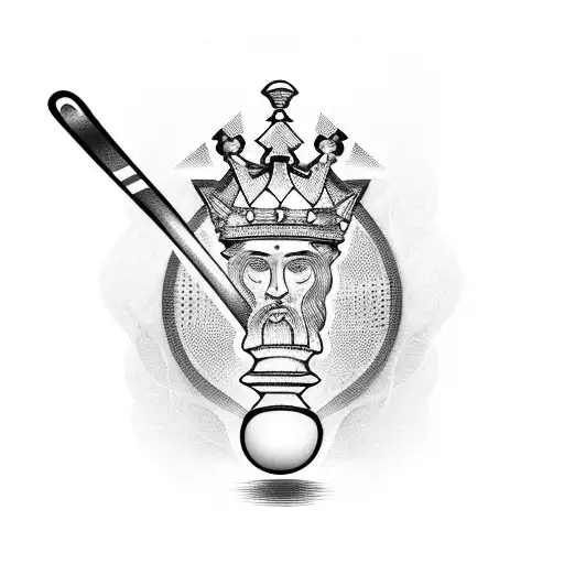 Blackwork King Chess Piece With Tennis Racket Tattoo Idea  BlackInk
