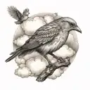 Bird , Clouds surround Bold worlds "Rip Dad" tattoo design idea