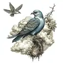Bird , Clouds surround Bold worlds "Rip Dad" tattoo design idea