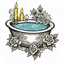 bathtub with candles and rose petals tattoo design idea