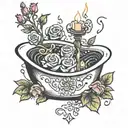 bathtub with candles and rose petals tattoo design idea