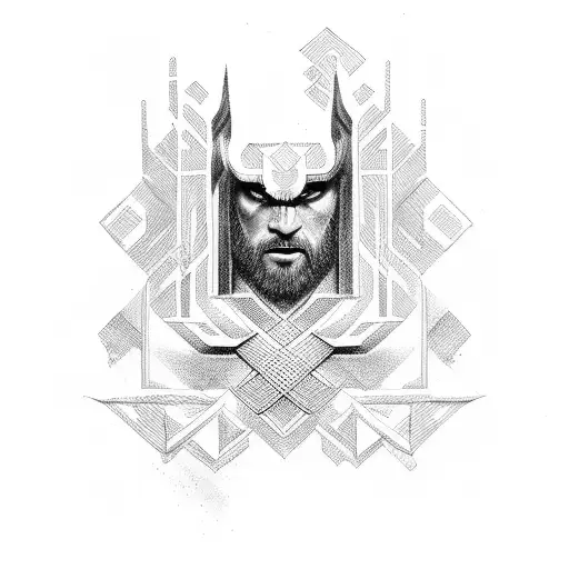 abstract thor norse mythology tattoo design idea