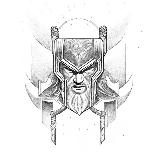 thor norse mythology tattoo design idea