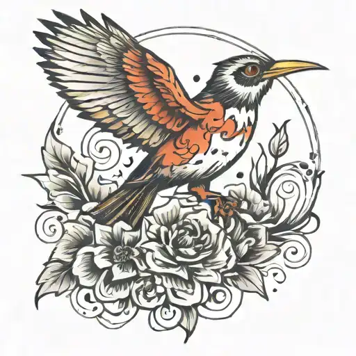 warpaint and bird flying tattoo design idea