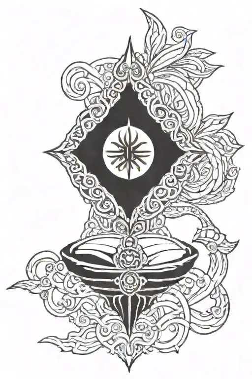 Mahadev Trishul and Damru Rudraksha tattoo design idea