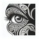 Maori inspired design, realistic eye tattoo design idea