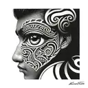 Maori inspired design, realistic eye tattoo design idea