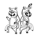 raccoon and a possum dancing tattoo design idea