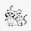raccoon and a possum dancing tattoo design idea