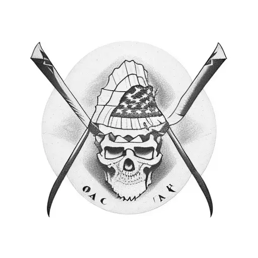 jack Carr tomahawk logo in a American flag  tattoo design idea
