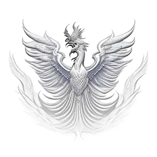 phoenix with 3 heads. one is normal, second is lambda symbol, third musica note tattoo design idea