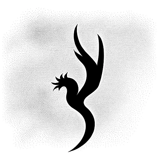 A tattoo design of a Phoenix with a musical note and the name "Aliin the tail of tattoo design idea
