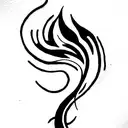 A tattoo design of a Phoenix with a musical note and the name "Aliin the tail of tattoo design idea