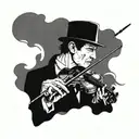 Sherlock holmes playing violin using his hat tattoo design idea