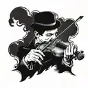 Sherlock holmes playing violin using his hat tattoo design idea